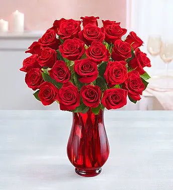 1-800-Flowers Two Dozen Red Roses With Red Vase 1