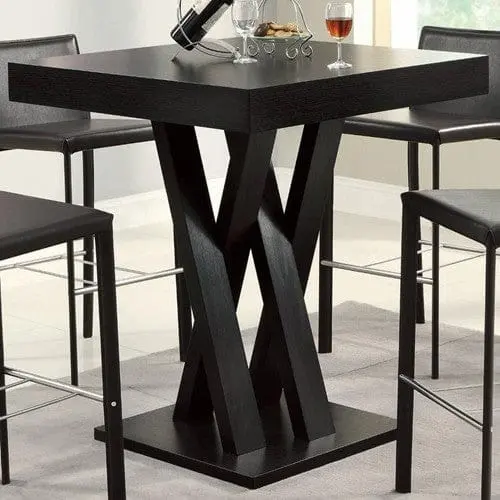 Double X-Shaped Base Square Bar Table Cappuccino -  100520 1