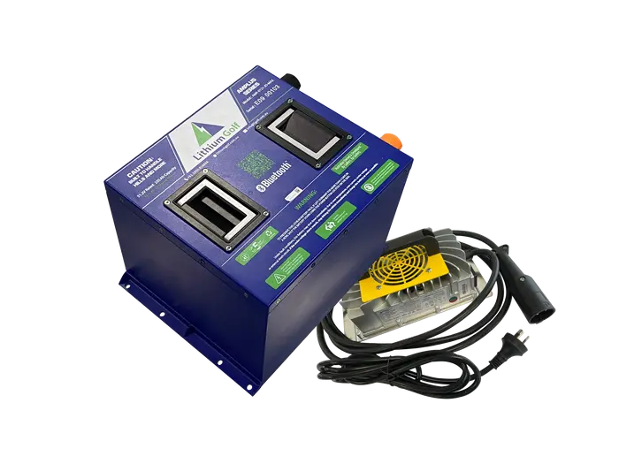48V Lithium Golf Amplus Jd Series 51.2V 105Ah Club Car Charger Kit- Comes With Bluetooth Build-In Active Balance And Extinguisher 1
