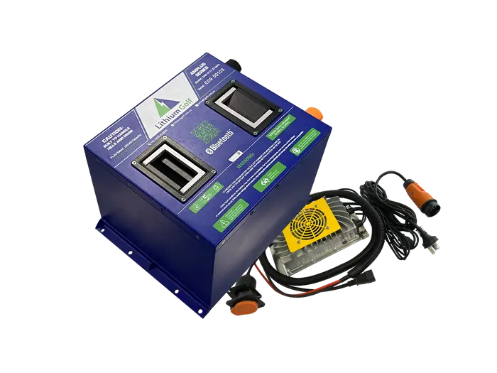 48V Lithium Golf Amplus Jd Series 51.2V 105Ah Universal/Replacement Charger Kit - Comes With Bluetooth Build-In Active Balance And Extinguisher 1