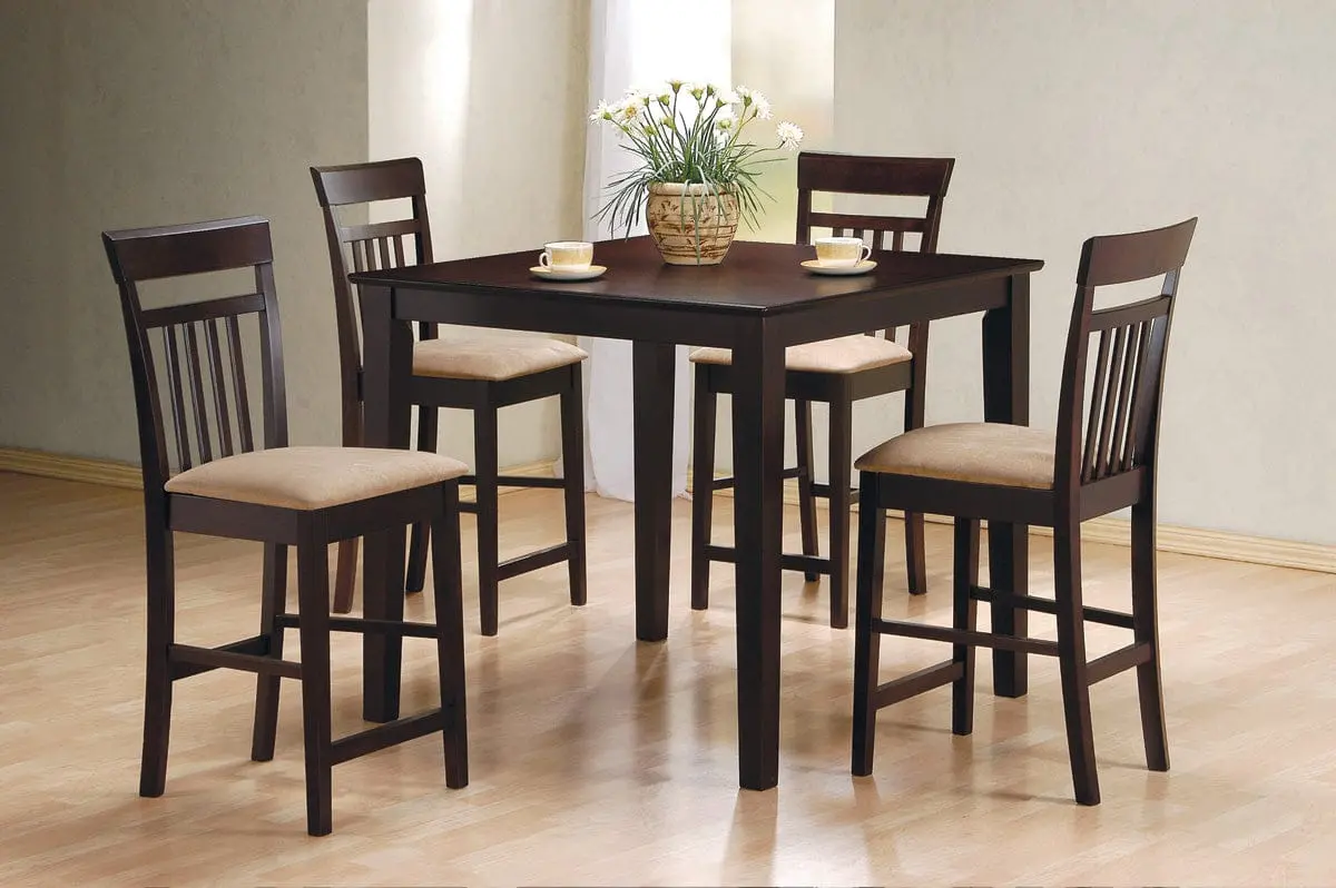 5-Piece Counter Height Dining Set Cappuccino And Tan - 150041 1