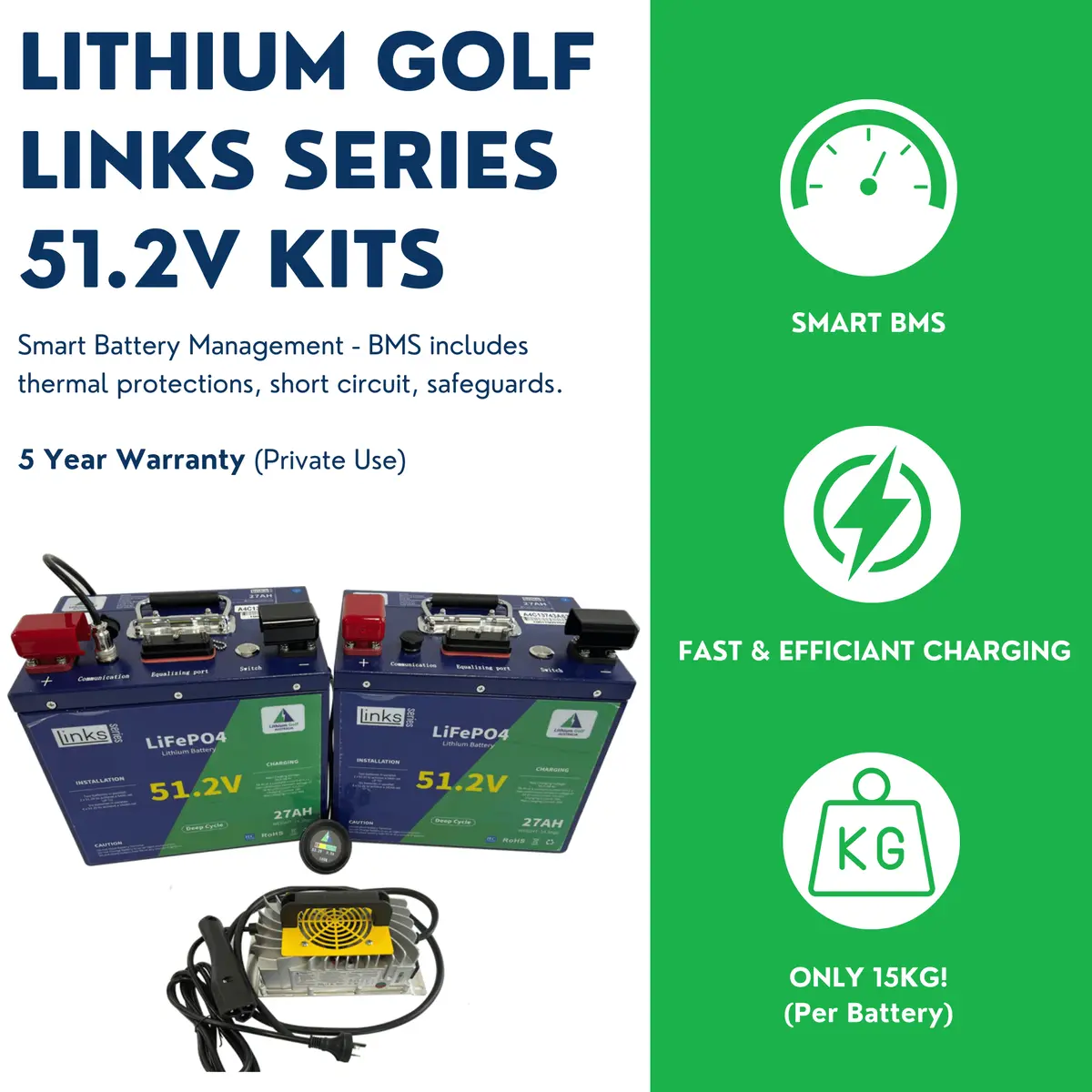 Lithium Golf Links Series Parallel Batteries 51.2V Kits Golf Cart Batteries 1