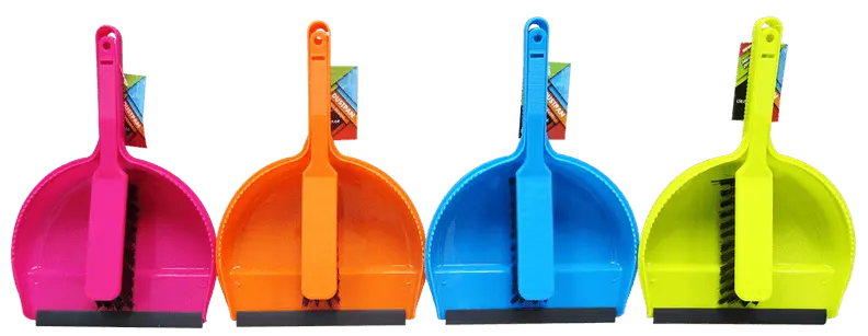 Cleanhouse Neon Colored, Dust Pan And Hand Brush With Rubber Lip. Ideal For Indoor/Outdoor Use, Quick Collecting Of Dirt, Crumbs, Broken Glass And Leaves. For Home, Kitchen And Office Use - Cv88010 1