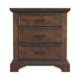 Elk Grove 3-Drawer Nightstand Vintage Bourbon Collection, Craft A Rustic Look In A Bedroom With The Warm Hues From This Three-Drawer Nightstand. The Smooth Front Meets The Depth From The Rough Sawn Planks Placed Vertically On The Sides.  Sku: 203892 1
