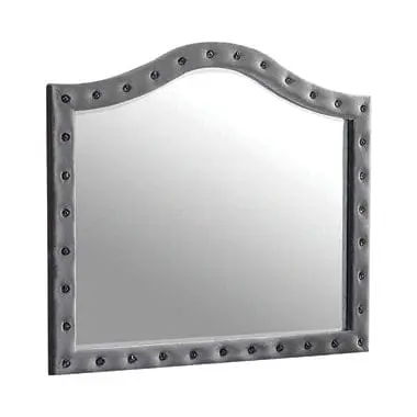 Deanna Button Tufted Mirror Grey Collection: Craft A Sophisticated Aura In A Bedroom With This Classic Novelty Mirror, Perfect When Paired With A Dresser, Create A Vanity-Inspired Feel Over Any Furniture: Deanna Sku: 205104 1