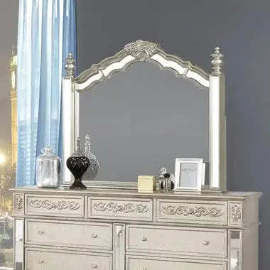 Heidi Arched Mirror Metallic Platinum Collection: An Iconic Bombe Shape, Perfectly Complements The Dresser, Heidi Sku: 222734 1