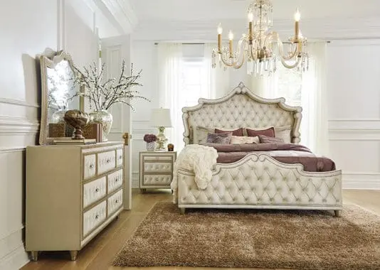 Antonella Upholstered Tufted Bed Ivory And Camel Sku: 223521Q 1