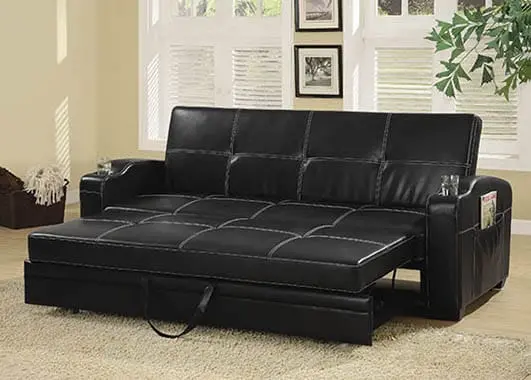 Avril Upholstered Sleeper Sofa Bed With Cup Holders Black Collection: Avril Sku: 300132 1