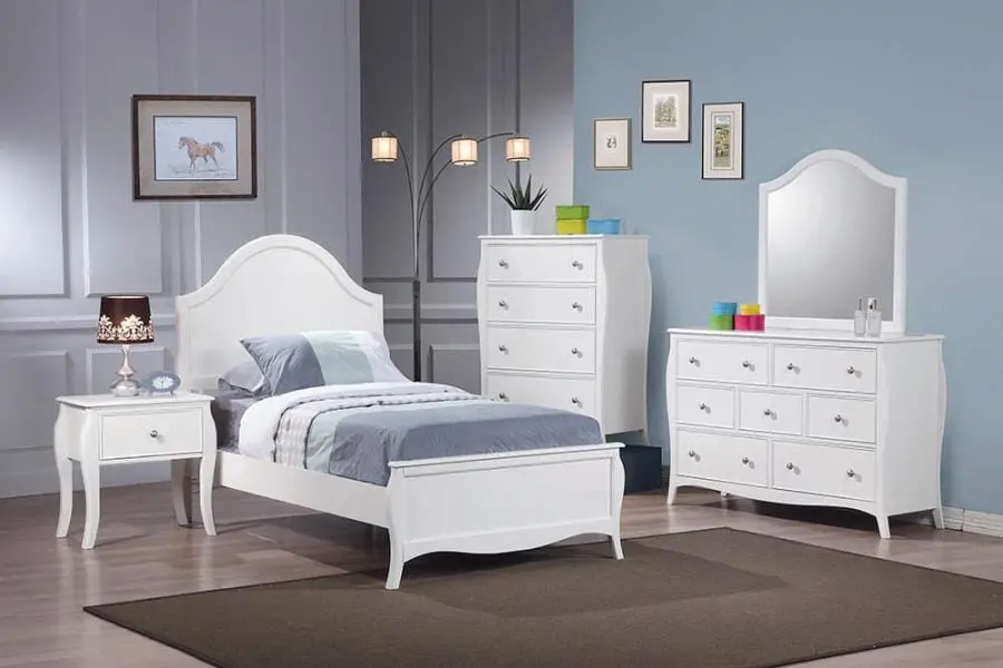 Dominique Twin 4Pc Panel Bed Set White - Sett4p400561 1