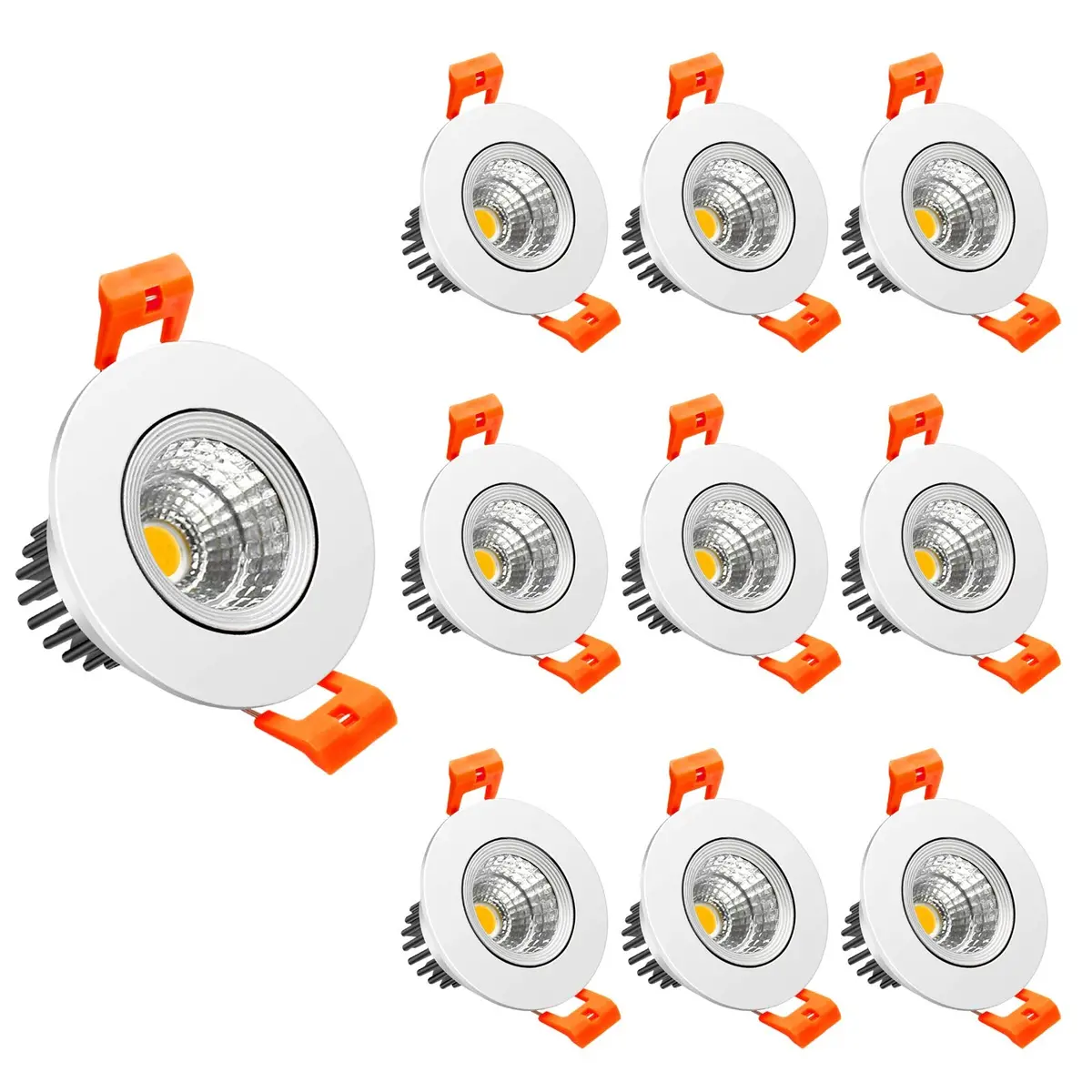 Lightingwill 2Inch Led Dimmable Downlight, 3W Cob Recessed Ceiling Light, Daylight White 5500K-6000K, Cri80, 25W 220Lm Halogen Bulbs Equivalent, White (10 Pack) 1