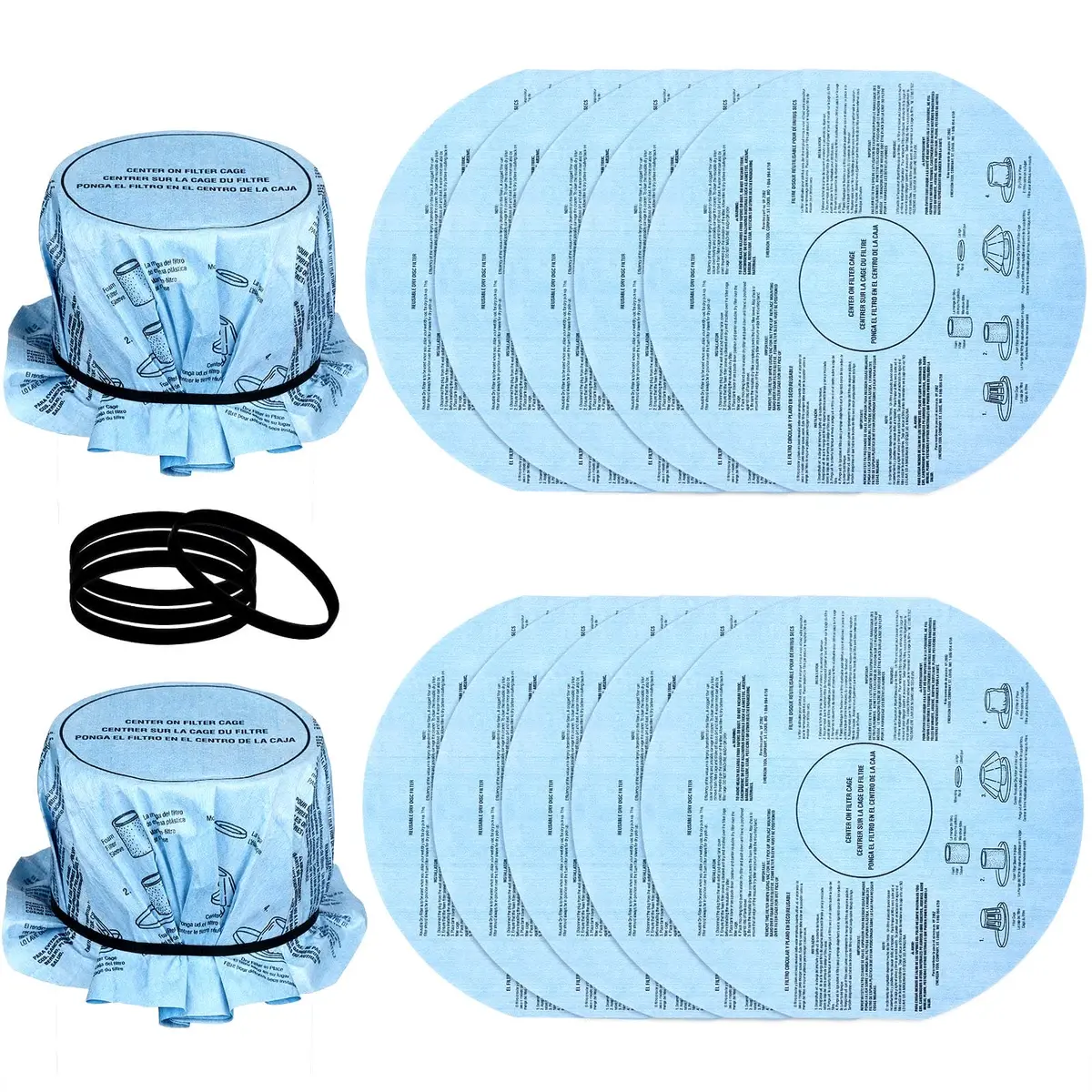 Tegeme 10 Pieces Wet Dry Vac Filter Vf2002 Dry Disc Vacuum Filters Compatible With Shop-Vac Wet Dry Vacuum Cleaners With 5 Gallon And Larger, With 4 Pieces Retaining Bands, Reusable 1