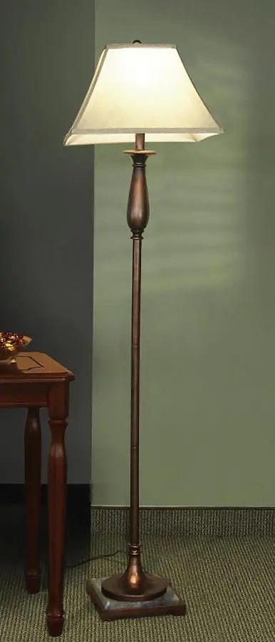 Square Empire Shade Floor Lamp Bronze And Beige - 901204 1