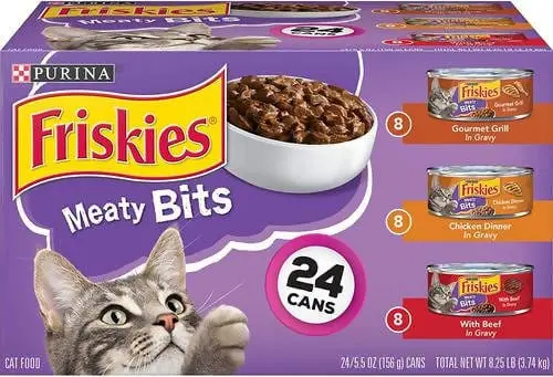 Friskies. Canned Cat Food: 24 Pack/16 Lb/156 G / Friskies / 924838/ Purina Friskies - Adult Meal Set, Wet Cat, Assorted Pack - (24) 5.5 Oz Boxes 1