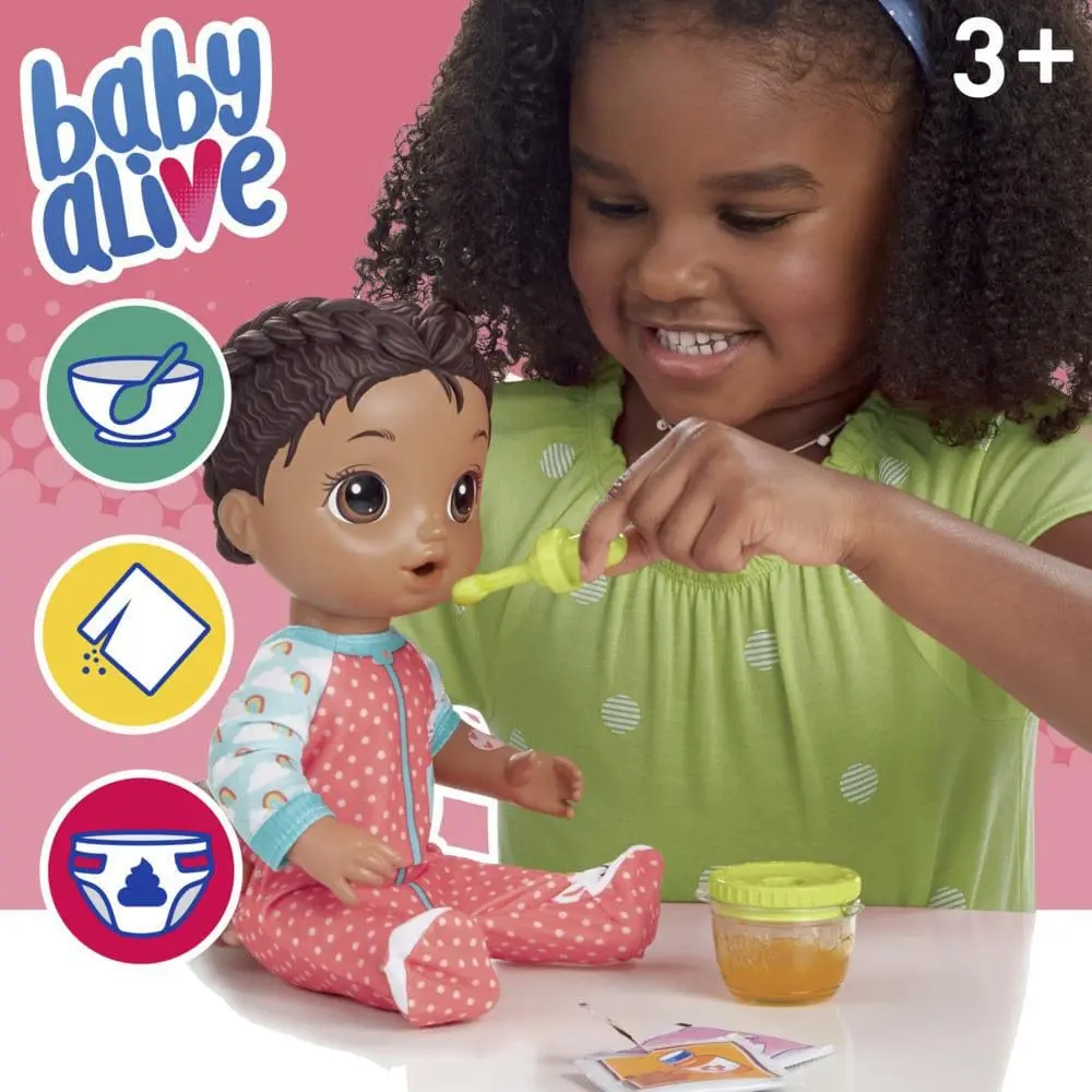 Hasbro  Baby Alive Mix My Medicine Baby: Includes Doll, Diaper, Medicine Cup And Dropper, 2 Packets Of Doll Medicine, Interactive Thermometer, Removable Pajamas, Bandage Stickers, Tissue, And Instructions - E6941 1