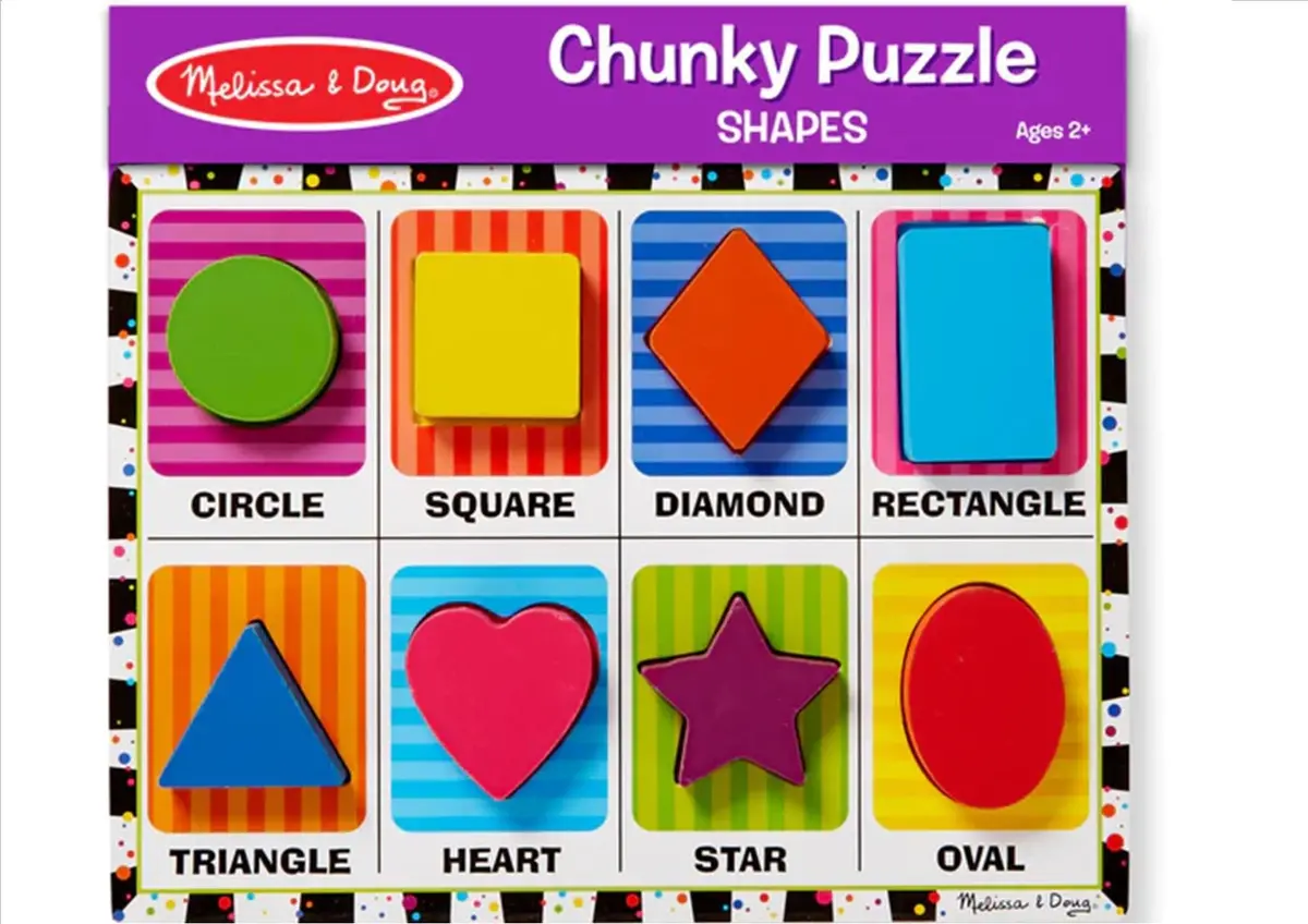 Melissa & Doug Puzzle Chunky Shapes: Encourages Hand-Eye Coordination, Fine Motor Skills And Visual Perception Skills - M&D-3730 1