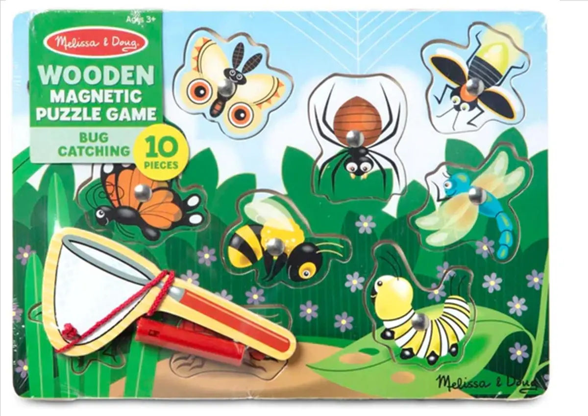 Melissa & Doug Bug Catching Magnetic Puzzle Game: Use The Magnetic Butterfly Net To "Capture" The 10 Bug Buddies From The Game Board - M&D-3779 1