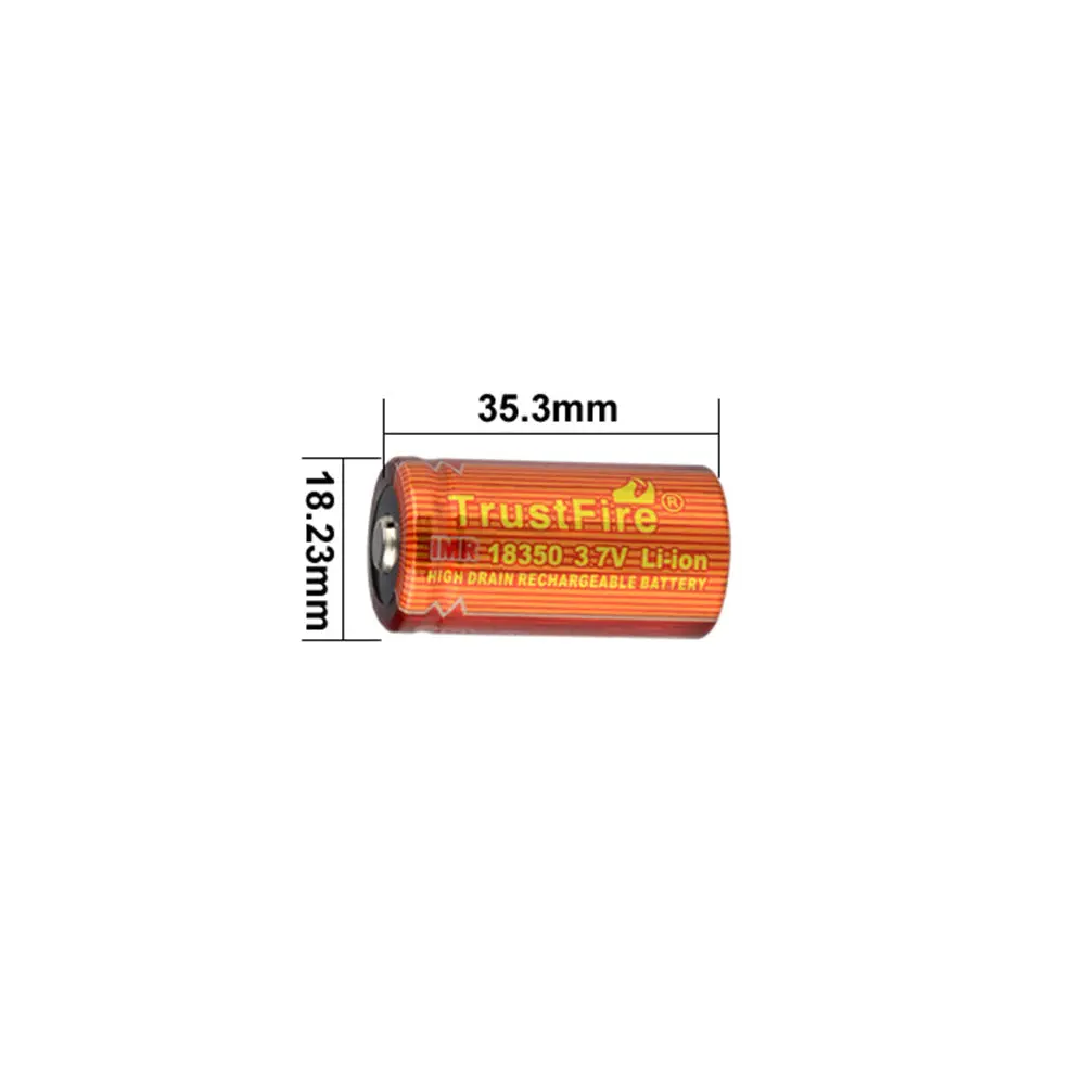 Trustfire 18350 3.7V 900Mah 5C 4.5A High Rate Discharge Button Top No Ic 1