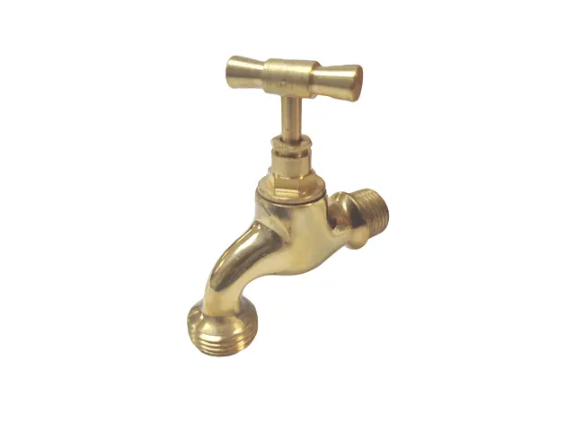 Polished Brass Garden Tap, Continous Turning, Durable, Size 1/2" - 511037 1