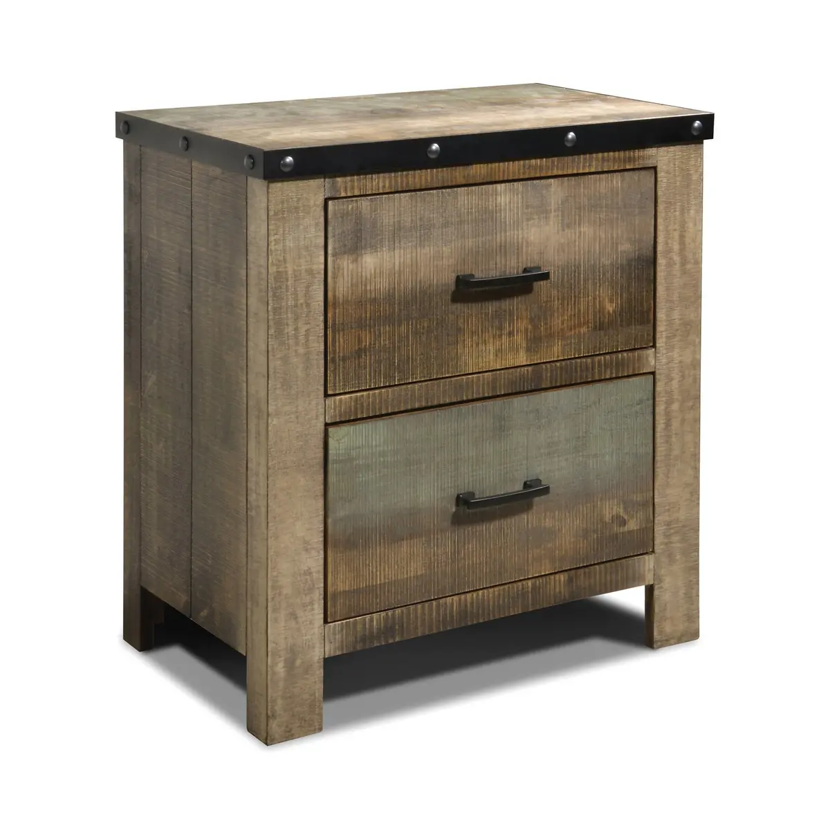 Sembene 2-Drawer Nightstand Antique Multi-Color Collection: Celebrate Modern Expression With The Sleek Edges Of This Two-Drawer Nightstand. Straight Legs And Smooth Edges Draw The Eye In To The Visual Texture.  Sku: 205092 1