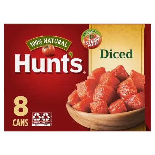 Hunt's Diced Tomatoes 8 Units / 411 G / 14.25 Oz Enjoy The Delicious Taste Of Hunt's Chopped Tomatoes. The Flavor Of Hunt's Plant-Ripened Tomatoes Enhances Pizzas, Casseroles, Stews And Chili Con Carne-176219 1