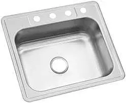 Drop-In Stainless Steel 25.6 Inches X 22.4 Inches X 6 Inches Single Bowl Kitchen Sink - Augh016 1