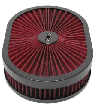 Air Cleaner: 12″ Super Flow Oval Air Cleaner Set – Black/Red Rpc R2215bk 1