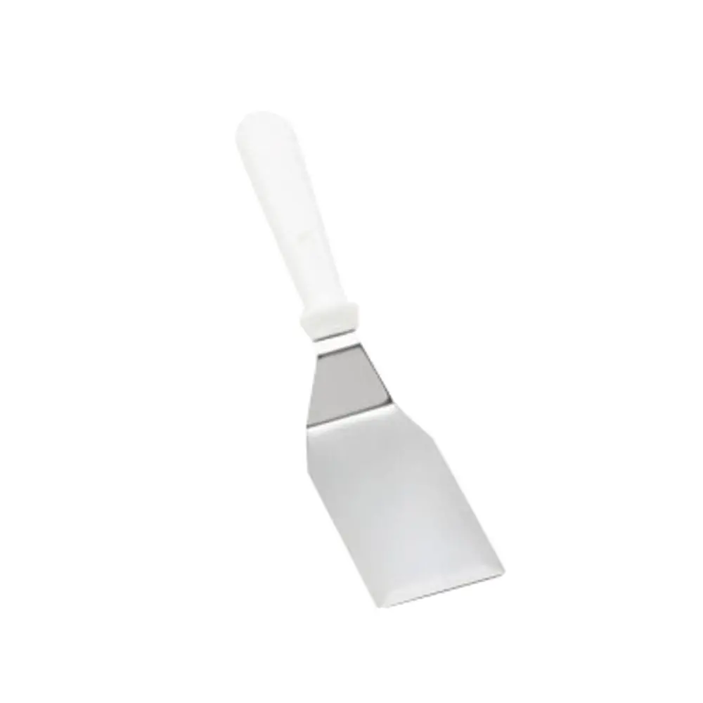 Tablecraft 11.5 Inch Turner With Square Stainless Steel Blade With White Plastic Handle Easily Flip And Turn Your Signature Burgers With This  Stainless Steel Solid Turner With White Polypropylene Handle-251W 1