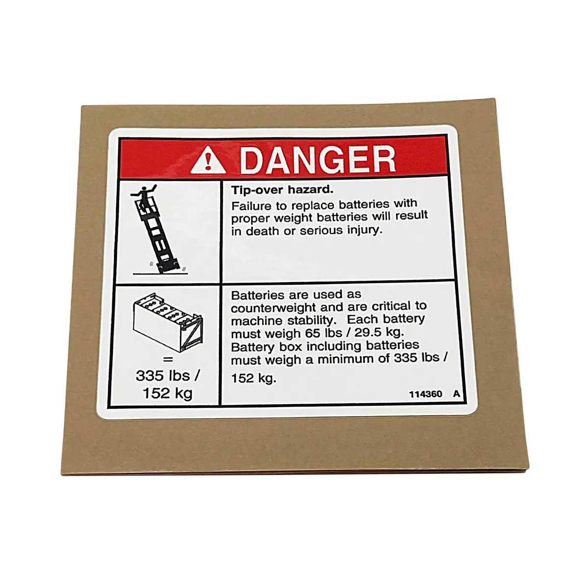 Genie Decal, Danger-Tip-Over, Batt 114360Gt 1