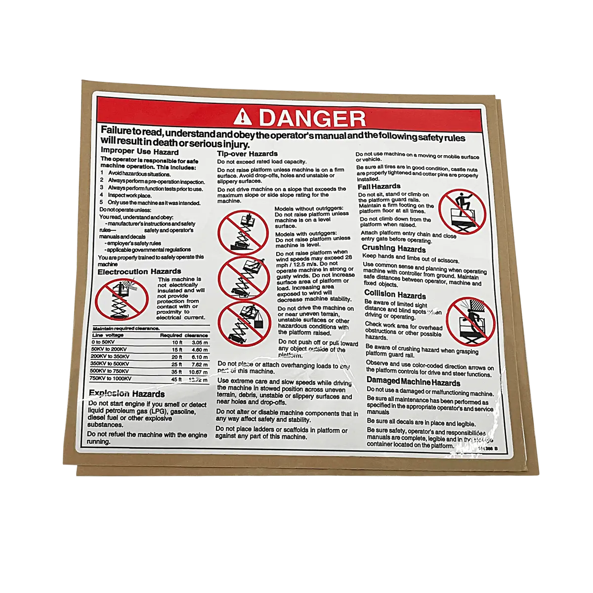 Genie Decal, Danger-Gen Safety 114386Gt 1