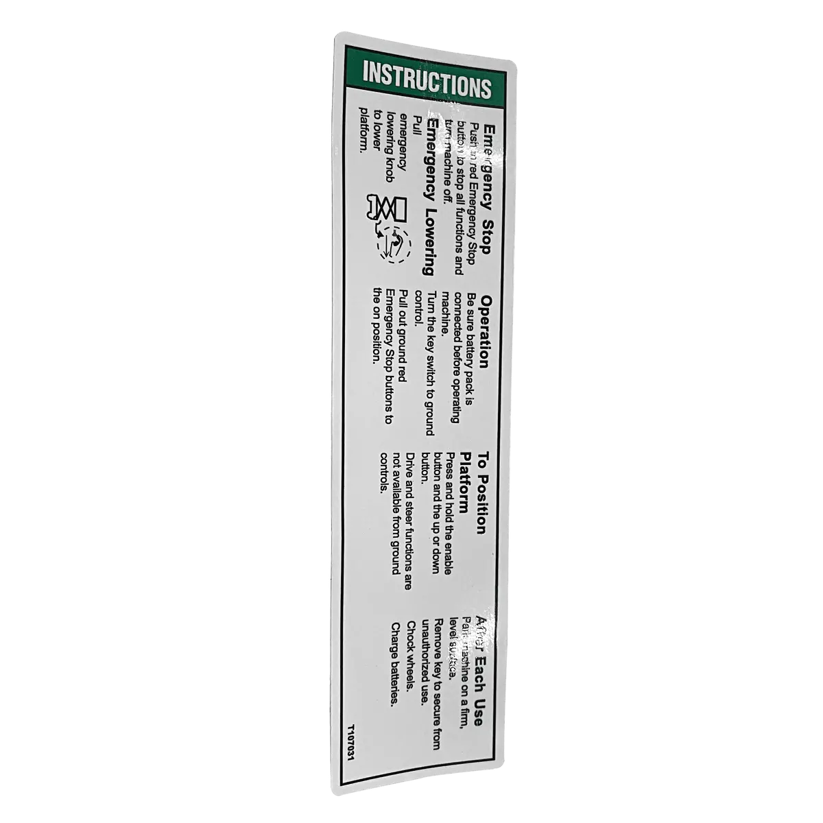Genie Aftermarket Decal - Open Instr T107031gt 1